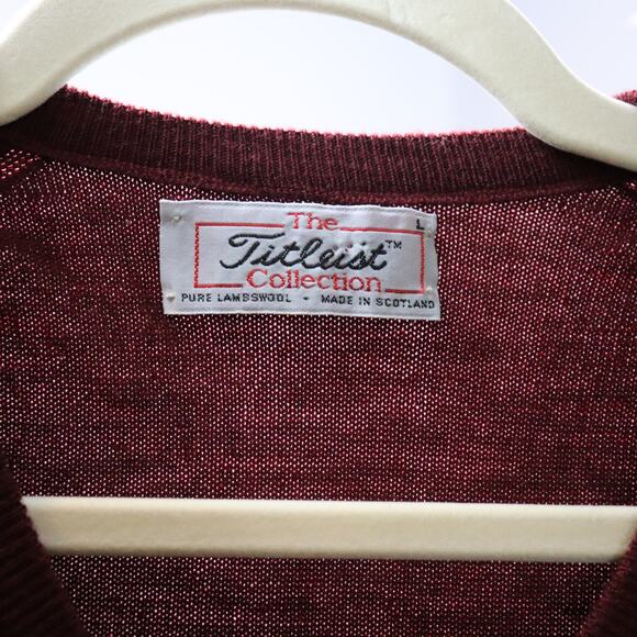Vintage Titleist Collection Lambswool Sweater Made in Scotland Men's L V-Neck - Picture 6 of 7